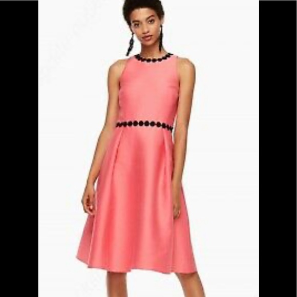 Kate Spade - NWT - Floral Lace Trim Mikado Dress - Petunia Pink - Size 0 - Picture 1 of 5